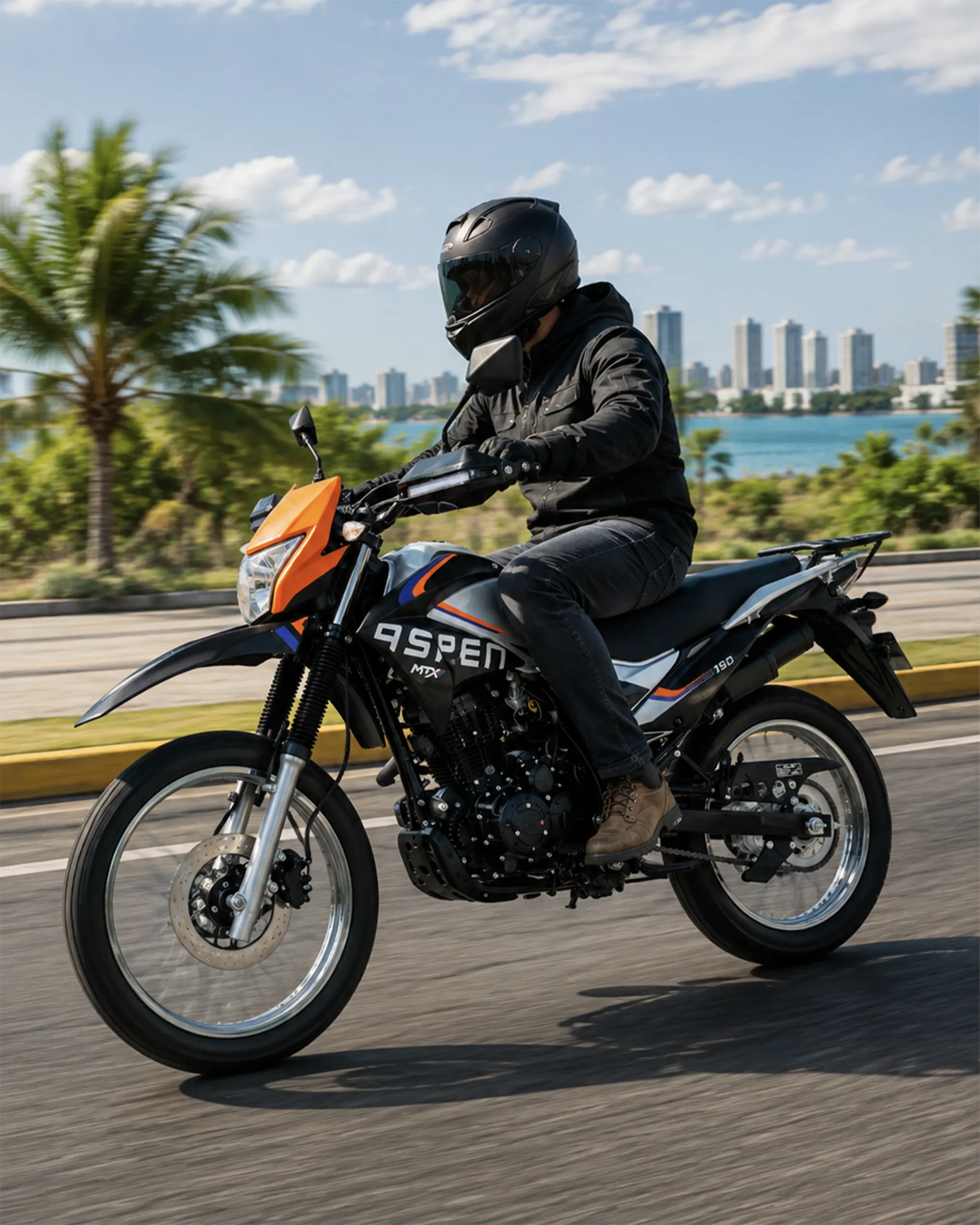 Piloto en una MTX Aspen 150 junto al mar